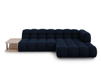Cosmopolitan Design Sof&aacute; esquinero modular derecho 4 plazas de terciopelo azul regio
