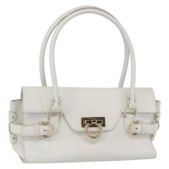 Ferragamo Pre-owned Handbags, female, White, Size: ONE SIZE Pre-owned Leather Shoulder Bag