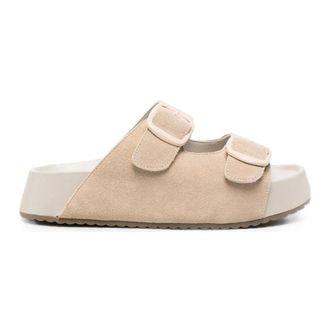 Sergio Moretti Schoenen, Dames, Grijs, 39 EU, Slippers met open neus en sleehak