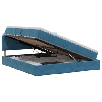 vidaXL Letto Con Contenitore Led E Materasso Blu Scuro 160 X 200 Cm Vidaxl