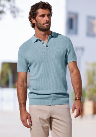 John Devin Poloshirt JOHN DEVIN - Strick Poloshirt, Regular fit, Herren, Gr. XXL, blau, Strick, Obermaterial: 100% Baumwolle, regular fit normal, Rundhals, Ripps