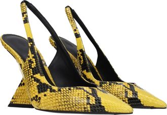 The Attico Python-Print Leather Platform Pump - Yellow