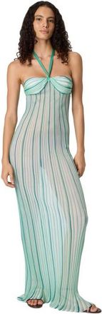 Missoni Long Cover-up Dress In Ribbed Viscose in White & Light Blue at Nordstrom, Size Medium