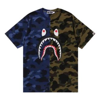 A Bathing Ape Split Camo Shark T-Shirt Navy 1M30109009-NAVY