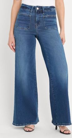 Good American Soft-Tech Good Waist Palazzo Jeans in Indigo511 at Nordstrom, Size 14P
