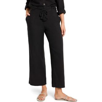 Nic+Zoe Rumba Rope Belt Linen Blend Pants in Black Onyx at Nordstrom Rack, Size 14