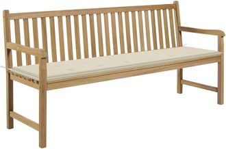 vidaXL Banco De Jard&iacute;n Madera Maciza Teca Con Coj&iacute;n Crema 175 Cm Vidaxl