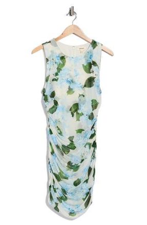 L'agence Sallie Floral Sleeveless Mesh Minidress in Ivory/Lt Blue Lrg Hydrangea at Nordstrom Rack, Size 18