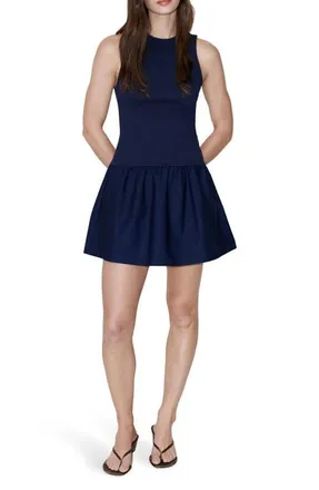 Mango Smocked Sleeveless Minidress in Night Blue at Nordstrom, Size 10