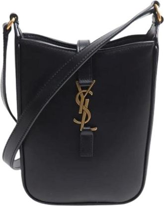 Saint Laurent Pre-owned Cross Body Bags, female, Black, Size: ONE SIZE Pre-owned Leather Cross Body Bag