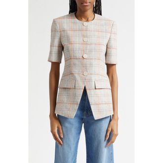 Veronica Beard Bodie Plaid Jacket in Muted Clay Multi at Nordstrom, Size 10