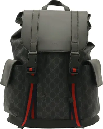 Gucci Black Gray Navy Red Color Gg Supreme Backpack (Pre-Owned)