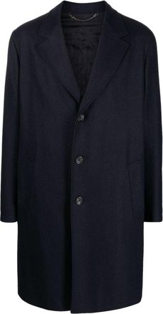 Canali single-breasted long coat - men - Wool/Cupro/Cashmere - 52 - Blue
