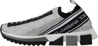 Dolce & Gabbana Kristal Slip Ons Portofino Sneakers - Dames - Sneakers - Grijs - 37 1/2 EU - Schoenen