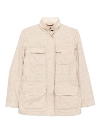 N.Peal Avola Herringbone jacket - women - Silk/Wool/Cashmere - S - Neutrals