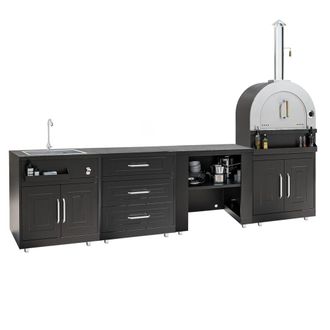 Oviala Cocina exterior de 4 elementos con horno para pizzas