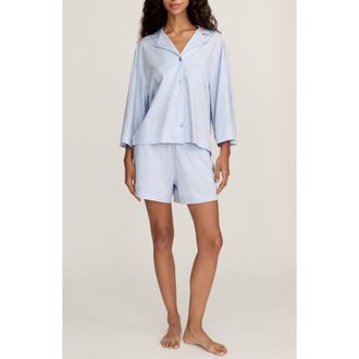 Petite Plume Olivia Pima Cotton Short Pajamas in Blue at Nordstrom, Size X-Small