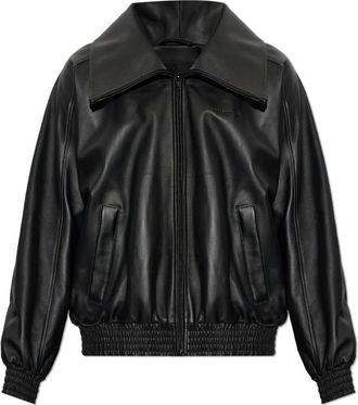 Balenciaga Chaqueta de piel con cuello ancho - Jackets - Hombre - Negro - L