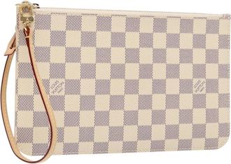 Louis Vuitton Neverfull Pochette Damier White Canvas Bag (Pre-Owned)