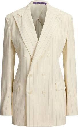 Ralph Lauren Collection Ramona gestreept jack met dubbeke rij knopen - Beige