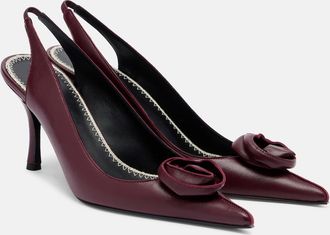 Magda Butrym Floral-appliqu&eacute; leather slingback pumps