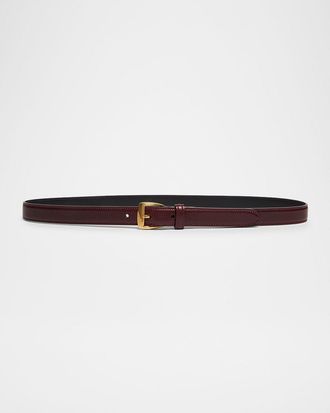 Saint Laurent Grained Leather Trapezoid Belt