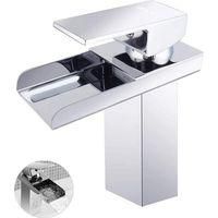 OEM Grifo De Lavabo De Ba&ntilde;o, Mezclador Tipo Cascada De Dise&ntilde;o Moderno, Con Agua Fr&iacute;a Y Caliente, De Lat&oacute;n Cromado (sin Manguera)