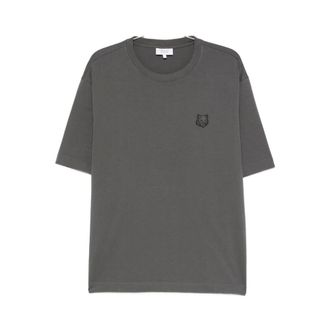 Maison Kitsuné T-Shirts, male, Gray, Size: XL Grey Cotton Round Neck T-shirt