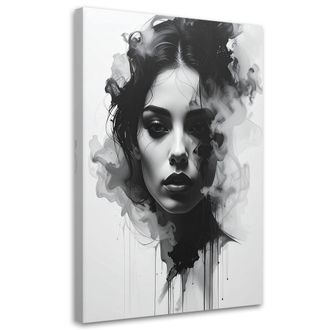 Feeby Impresi&oacute;n De Imagen, Retrato Abstracto De Mujer En Blanco Y Negro Con Efecto De Humo, 80x120