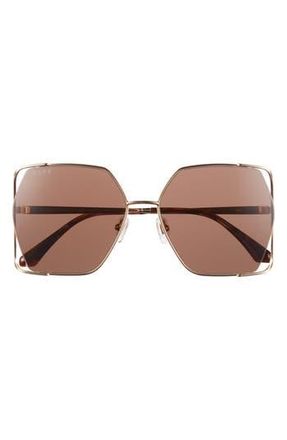 DIFF Eyewear Donna IV 61mm Gradient Square Sunglasses in Brushed Gold /Truffle at Nordstrom Rack