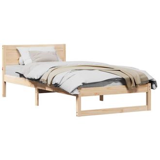 Berkfield Home Modern Bed Frame Natural Solid Pine wood Single Tough Bed Frame in Beige