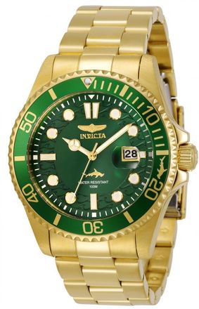 Invicta Pro Diver Quartz Green Dial Yellow Gold-tone Mens Watch 30027