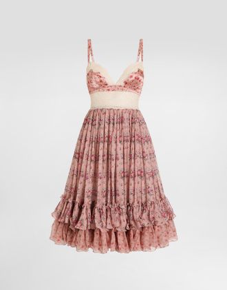 Dolce & Gabbana Small Flower Bouquets-print Chiffon Dress - Woman Dresses Multicolor 38