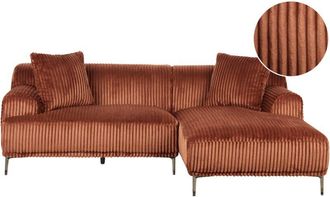 Beliani Sof&aacute; Esquinero De Pana Izquierdo 3 Plazas Marr&oacute;n Stenum