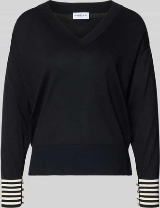Marella Regular Fit Pullover aus reinem Lyocell in Strick-Optik in Marine, Gr&ouml;&szlig;e XXL