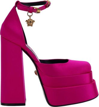 Versace Womens Fuchsia Satin Medusa Aevitas Pumps - Dusty Pink viscose - Size EU 36
