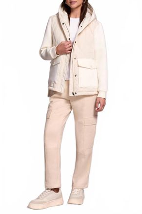 Tribal Avril Quilted Knit Jacket In Ecru