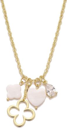 Adornia Adornia 14K Plated Crystal Clover Charm Necklace