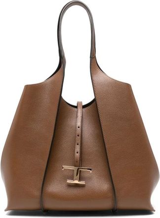 Tod's Tassen, Dames, Bruin, ONE Size, Leer, T Timeless Medium Leren Tote Bag
