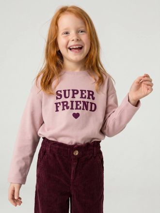 Vertbaudet M&auml;dchen Langarmshirt mit Schriftzug hellrosa