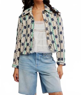Free People Cassie Mod Jacket In Ivory Combo - Stripe