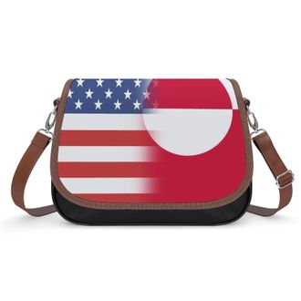 Generic US & Greenland Flag Fashion Womens Crossbody Bags Novelty Handbag Shoulder Bag Purse