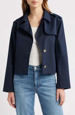 Frame Denim Short Trench Jacket in Navy at Nordstrom, Size X-Small