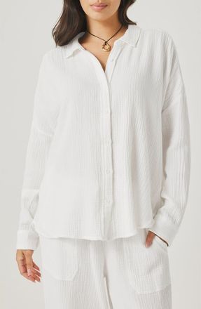 Splendid Ava Cotton Gauze Button-Up Shirt in White at Nordstrom, Size X-Small