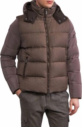Moorer Hooded Down Jacket In Marrone