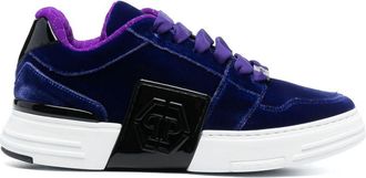 Philipp Plein tonal-logo lace-up velvet sneakers - women - Viscose/Cupro/Polyamide/Elastane/Synthetic Rubber - 35 - Purple