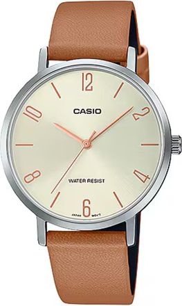 Casio Womens Beige Dial Brown Leather Strap Watch - Casio LTP-VT01L-5BUDF