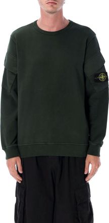 Stone Island Green Crewneck Logo Sweatshirt