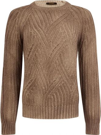 Moorer Wool Crew Neck Sweater - Dames - Ronde hals truien - Bruin - XS - Wol - Truien & Vesten