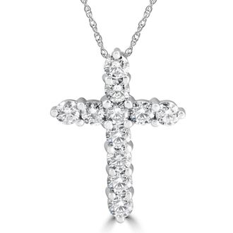 Pompeii3 3CT Diamond Cross Pendant 14K White Gold Womens Round Brilliant Cut 18 Chain